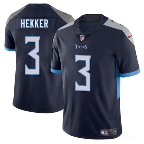 Men's Tennessee Titans #3 Johnny Hekker Navy 2025 Vapor Untouchable Football Stitched Jersey