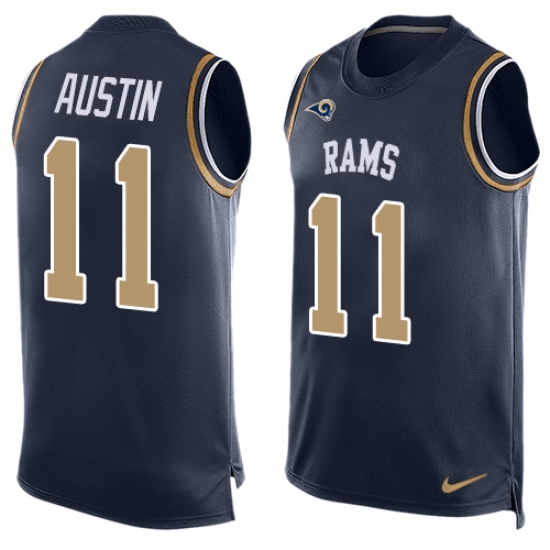Men's Nike Los Angeles Rams #11 Tavon Austin Limited Navy Blue Player Name & Number Tank Top NFL Jersey - Ujersey