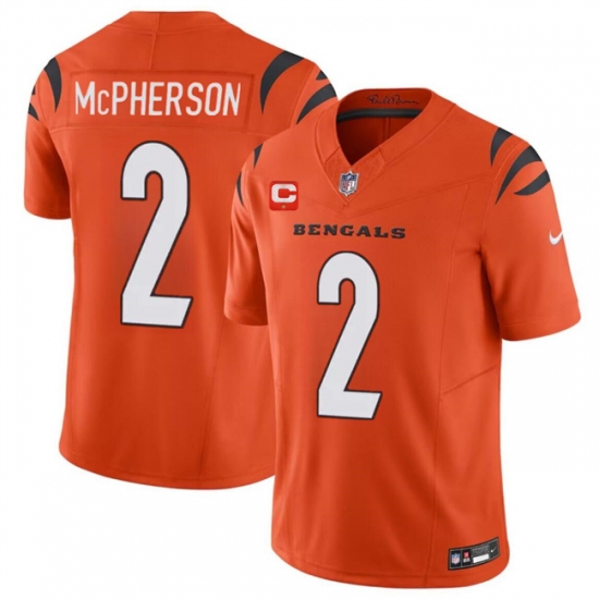 Men's Cincinnati Bengals #2 Evan McPherson Orange 2024 F.U.S.E With 1-star C Vapor Untouchable Limited Football Stitched Jersey - Ujersey