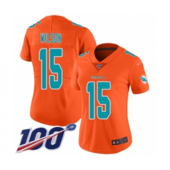 Women's Miami Dolphins #15 Albert Wilson Limited Orange Inverted Legend 100th Season Football Jersey - Ujersey