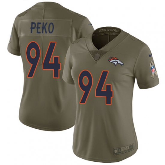 Women's Nike Denver Broncos #94 Domata Peko Limited Olive 2017 Salute to Service NFL Jersey - Ujersey