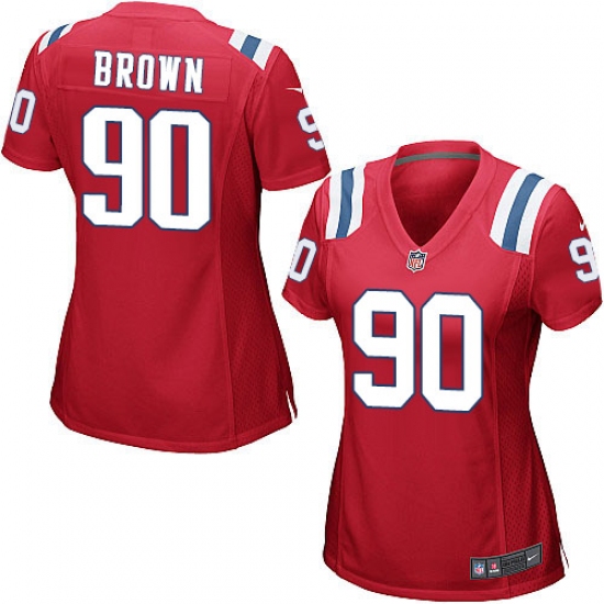 Women's Nike New England Patriots #90 Malcom Brown Game Red Alternate NFL Jersey - Ujersey
