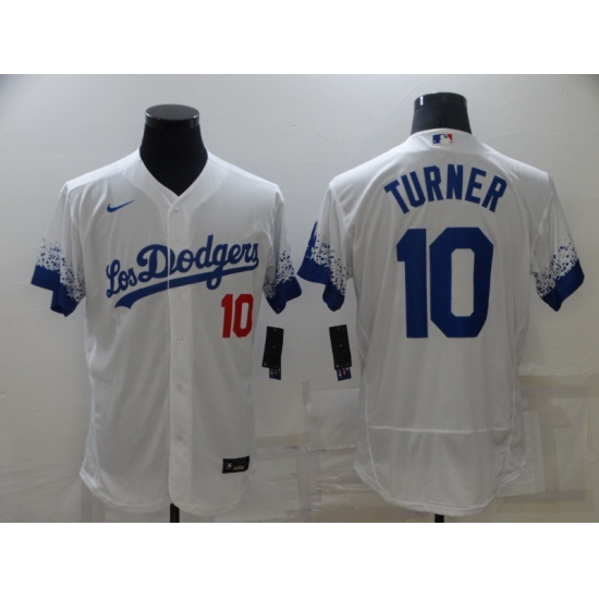 Men's Nike Los Angeles Dodgers #10 Justin Turner White Elite City Player Jersey - Ujersey