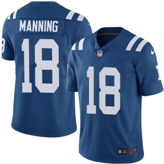 Youth Nike Indianapolis Colts #18 Peyton Manning Elite Royal Blue Team Color NFL Jersey - Ujersey