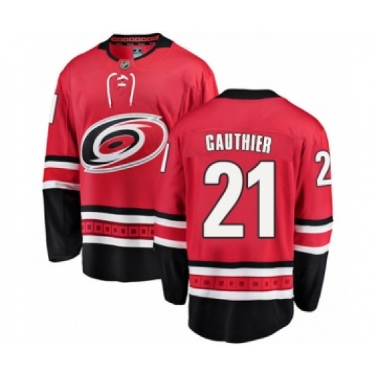 Men's Carolina Hurricanes #21 Julien Gauthier Authentic Red Home Fanatics Branded Breakaway NHL Jersey - Ujersey