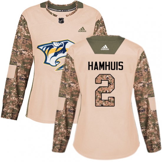 Women's Adidas Nashville Predators #2 Dan Hamhuis Authentic Camo Veterans Day Practice NHL Jersey - Ujersey