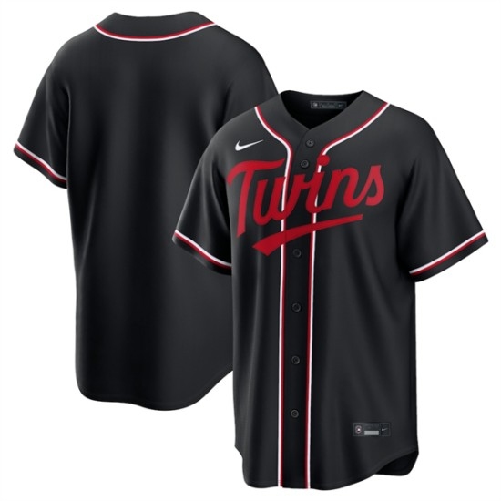 Men's Minnesota Twins Blank Black Out Stitched Baseball Jersey - Ujersey