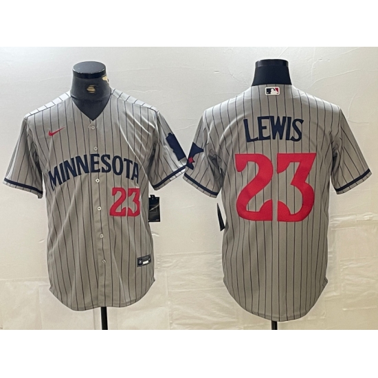 Men's Minnesota Twins #23 Royce Lewis Number 2023 Grey Home Team Cool Base Stitched Jerseys - Ujersey