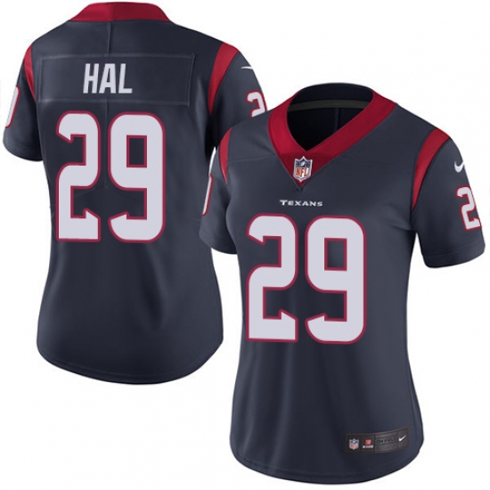 Women's Nike Houston Texans #29 Andre Hal Limited Navy Blue Team Color Vapor Untouchable NFL Jersey - Ujersey