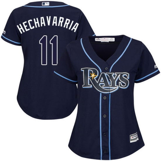 Women's Majestic Tampa Bay Rays #11 Adeiny Hechavarria Replica Navy Blue Alternate Cool Base MLB Jersey - Ujersey