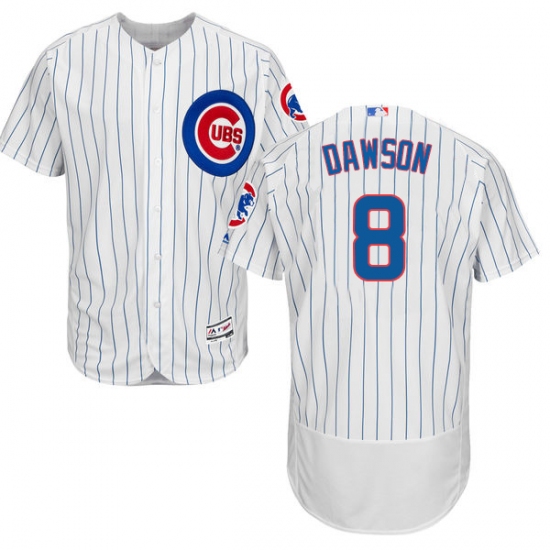 Men's Majestic Chicago Cubs #8 Andre Dawson White Home Flex Base Authentic Collection MLB Jersey - Ujersey
