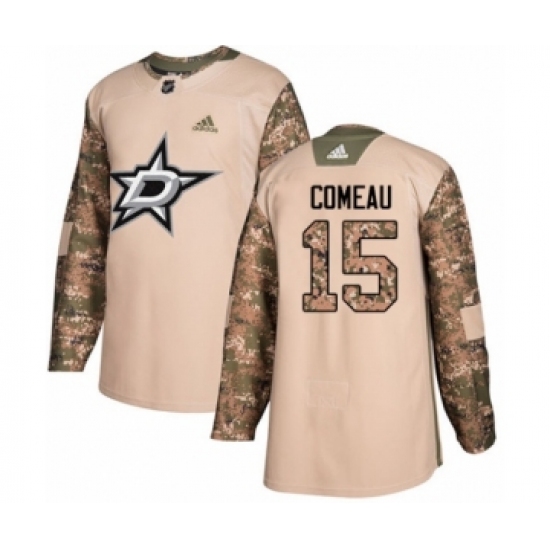 Men's Adidas Dallas Stars #15 Blake Comeau Authentic Camo Veterans Day Practice NHL Jersey - Ujersey