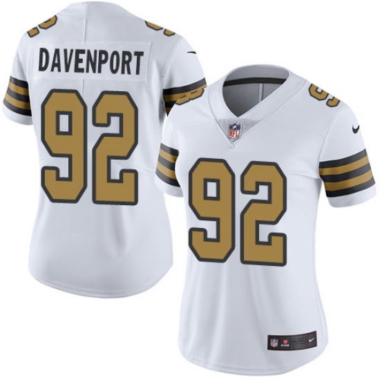 Women's Nike New Orleans Saints #92 Marcus Davenport White Stitched NFL Limited Rush Jersey - Ujersey