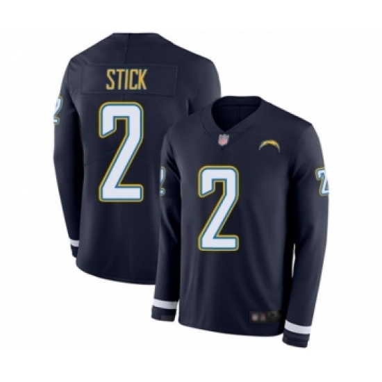 Men's Los Angeles Chargers #2 Easton Stick Limited Navy Blue Therma Long Sleeve Football Jersey - Ujersey