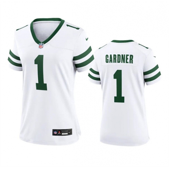 Women's New York Jets #1 Sauce Gardner White 2024 Football Stitched Jersey(Run Small)