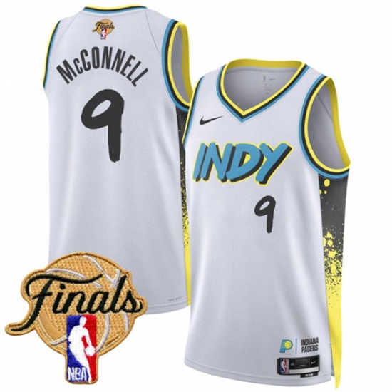 Men's Indiana Pacers #9 T.J. McConnell White 2024-25 City Edition Stitched Basketball Jersey - Ujersey