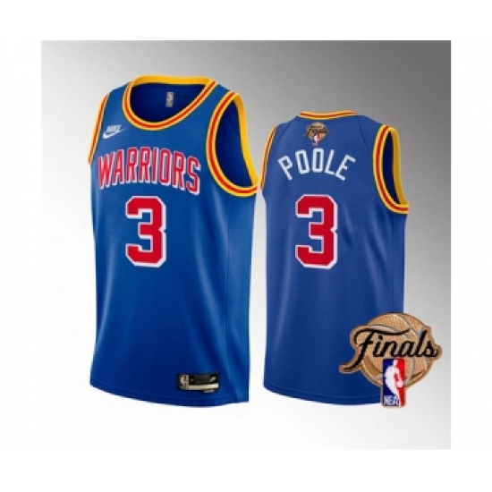 Men's Golden State Warriors #3 Jordan Poole 2022 Royal NBA Finals Stitched Jersey