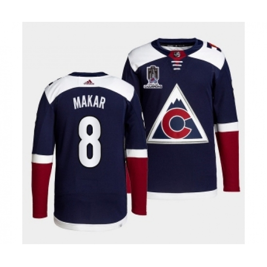 Men's Colorado Avalanche #8 Cale Makar 2022 Navy Stanley Cup Champions Patch Stitched Jersey