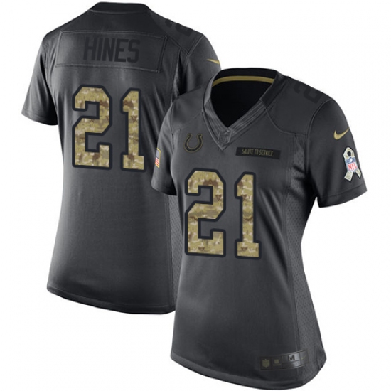 Women's Nike Indianapolis Colts #21 Nyheim Hines Limited Black 2016 Salute to Service NFL Jersey - Ujersey