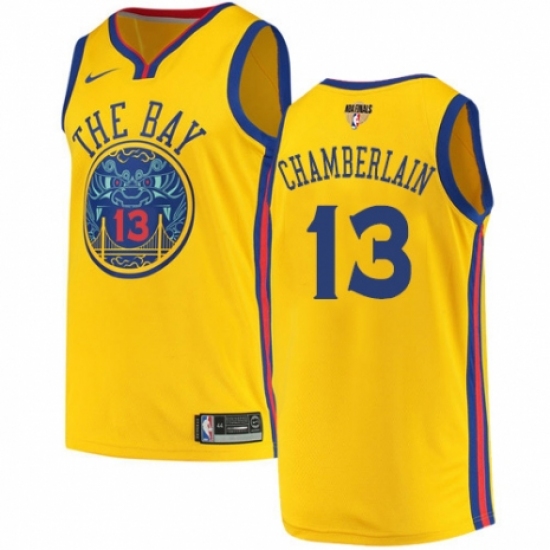 Men's Nike Golden State Warriors #13 Wilt Chamberlain Authentic Gold 2018 NBA Finals Bound NBA Jersey - City Edition - Ujersey