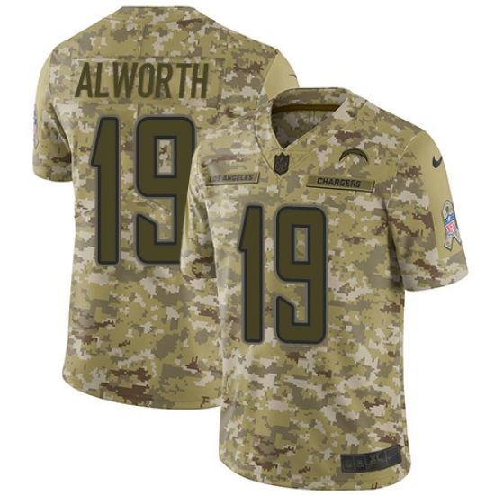 Youth Nike Los Angeles Chargers #19 Lance Alworth Limited Camo 2018 Salute to Service NFL Jersey - Ujersey