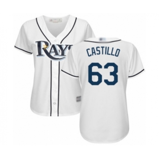 Women's Tampa Bay Rays #63 Diego Castillo Authentic White Home Cool Base Baseball Player Jersey - Ujersey