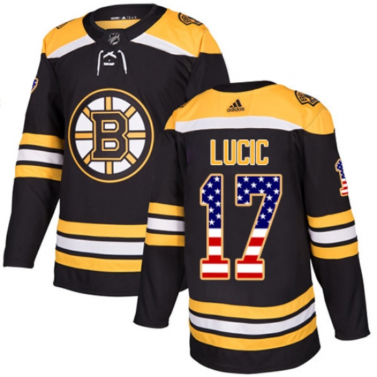 Youth Adidas Boston Bruins #17 Milan Lucic Authentic Black USA Flag Fashion NHL Jersey - Ujersey
