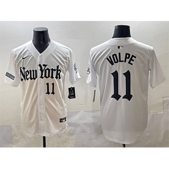 Men's New York Yankees #11 Anthony Volpe White 'Gothic Legacy Edition' Vapor Premier Limited Stitched Baseball Jersey - Ujersey