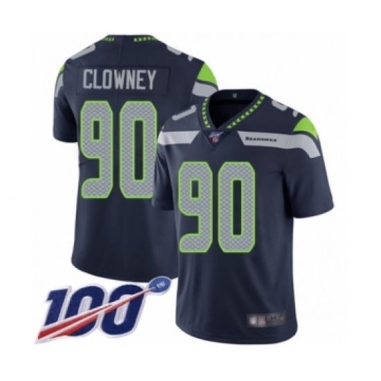 Men's Seattle Seahawks #90 Jadeveon Clowney Navy Blue Team Color Vapor Untouchable Limited Player 100th Season Football Jersey