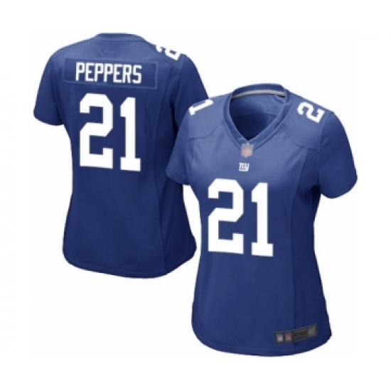 Women's New York Giants #21 Jabrill Peppers Game Royal Blue Team Color Football Jersey - Ujersey