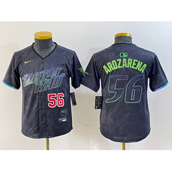 Men's Tampa Bay Rays #56 Randy Arozarena Number Charcoal 2024 City Connect Limited Stitched Jerseys - Ujersey