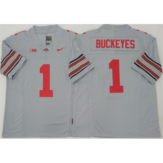 Men's Ohio State Buckeyes #1 Buckeyes Gray 2025 F.U.S.E. Limited Stitched Jersey - Ujersey