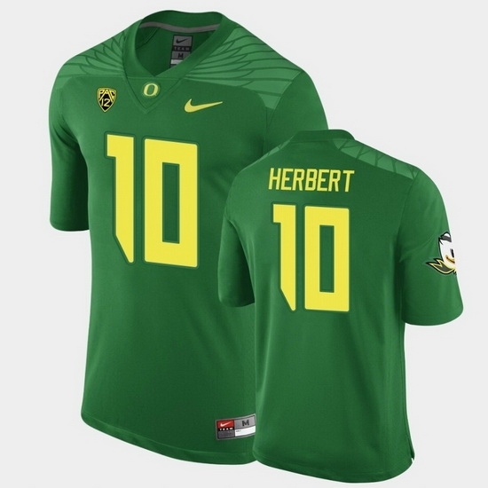 Men's Oregon Ducks Justin Herbert #10 Green Game Football Jersey