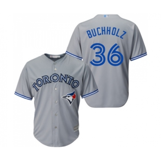 Men's Toronto Blue Jays #36 Clay Buchholz Replica Grey Road Baseball Jersey - Ujersey