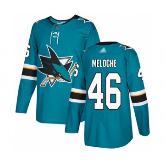 Men's San Jose Sharks #46 Nicolas Meloche Authentic Teal Green Home Hockey Jersey - Ujersey