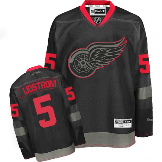 Men's Reebok Detroit Red Wings #5 Nicklas Lidstrom Premier Black Ice NHL Jersey - Ujersey
