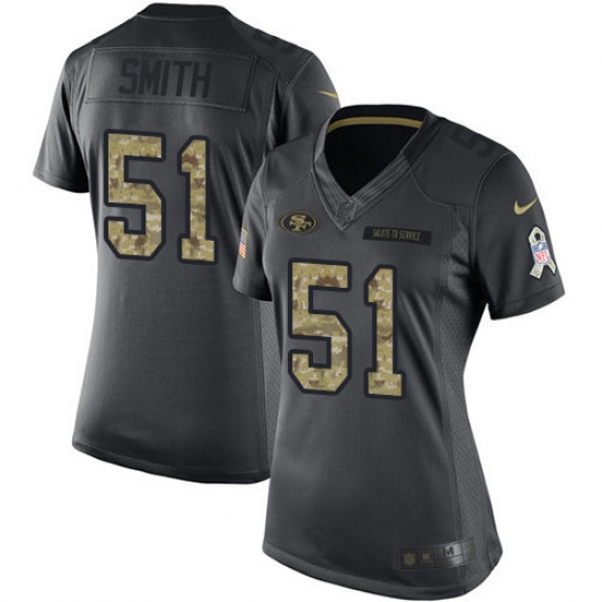 Women's Nike San Francisco 49ers #51 Malcolm Smith Limited Black 2016 Salute to Service NFL Jersey - Ujersey