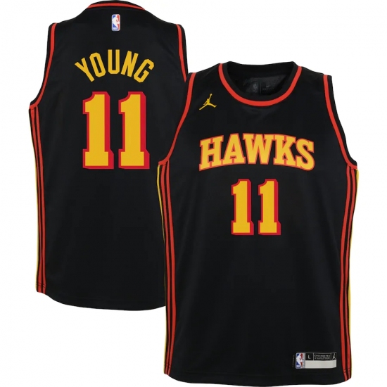 Youth Atlanta Hawks #11 Trae Young Jordan Brand Black 2020-21 Swingman Player Jersey - Ujersey