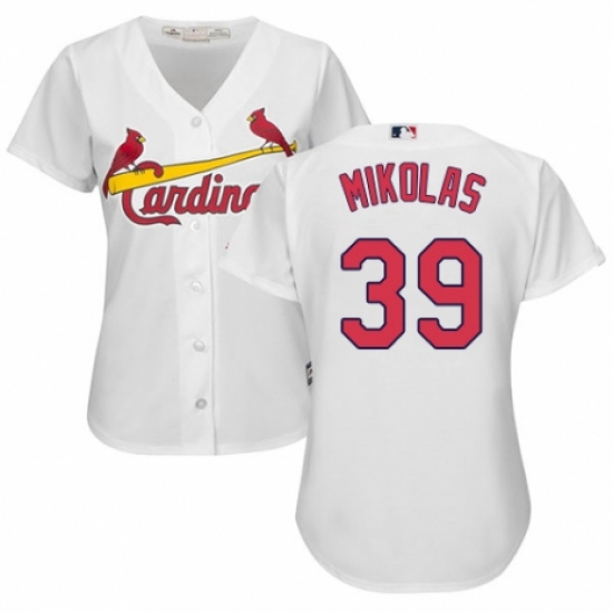Women's Majestic St. Louis Cardinals #39 Miles Mikolas Replica White Home Cool Base MLB Jersey - Ujersey