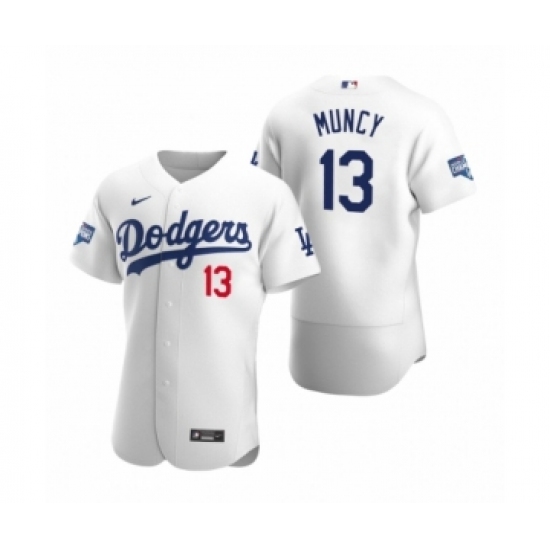 Men's Los Angeles Dodgers #13 Max Muncy White 2020 World Series Champions Authentic Jersey - Ujersey