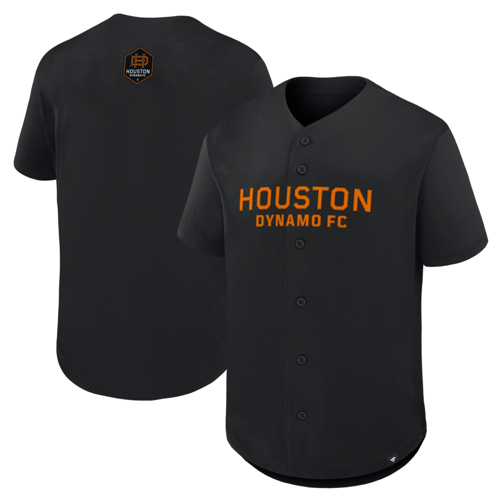 Men's Houston Dynamo FC Fanatics Black Maximum Intensity Button-Up Jersey - Ujersey