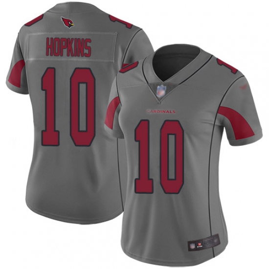 Women's Nike Arizona Cardinals #10 DeAndre Hopkins Silver Stitched NFL Limited Inverted Legend Jersey - Ujersey