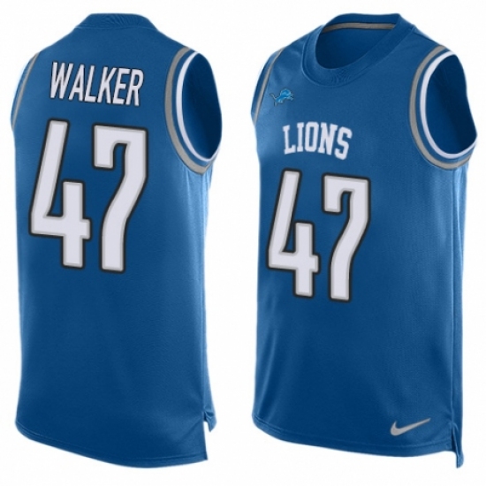 Men's Nike Detroit Lions #47 Tracy Walker Limited Blue Player Name & Number Tank Top NFL Jersey - Ujersey