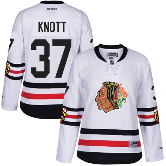 Women's Reebok Chicago Blackhawks #37 Graham Knott Authentic White 2017 Winter Classic NHL Jersey - Ujersey