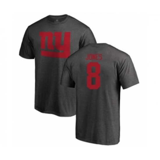 Football New York Giants #8 Daniel Jones Ash One Color T-Shirt - Ujersey