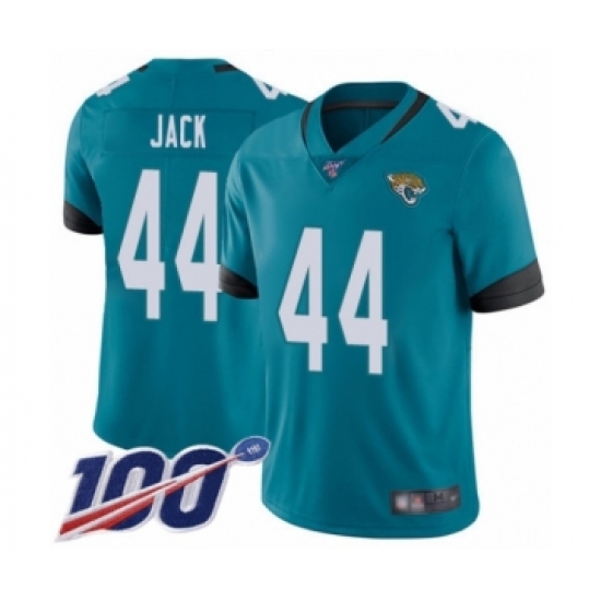 Men's Jacksonville Jaguars #44 Myles Jack Teal Green Alternate Vapor Untouchable Limited Player 100th Season Football Jersey - Ujersey
