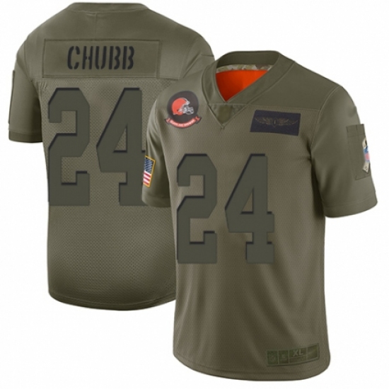 Youth Cleveland Browns #24 Nick Chubb Limited Camo 2019 Salute to Service Football Jersey - Ujersey