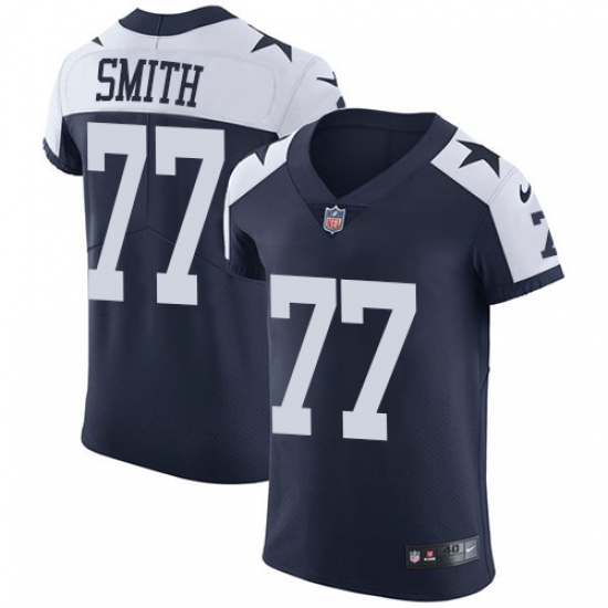 Men's Nike Dallas Cowboys #77 Tyron Smith Navy Blue Throwback Alternate Vapor Untouchable Elite Player NFL Jersey - Ujersey