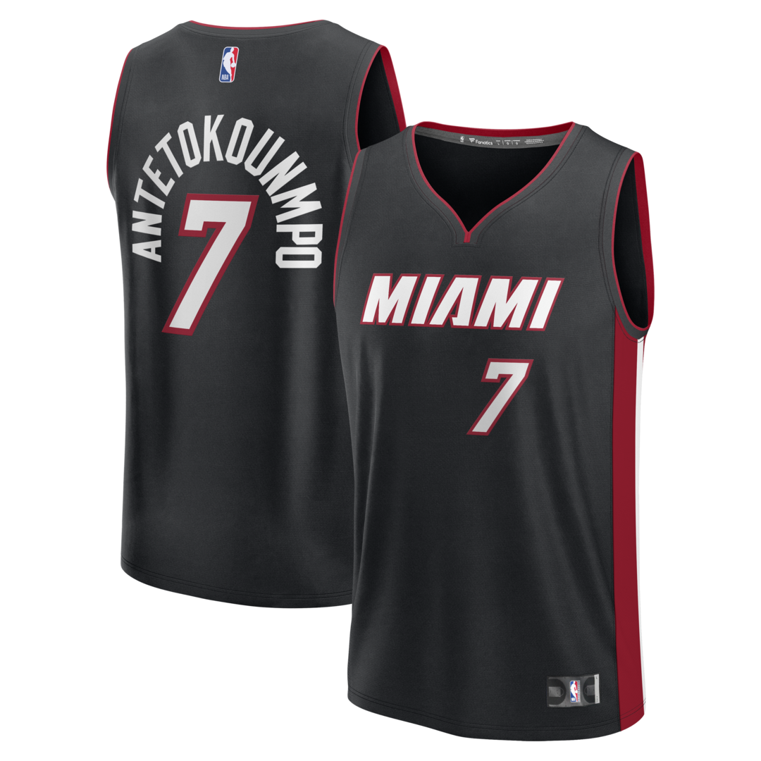 Youth Miami Heat Giannis Antetokounmpo Fanatics Black Fast Break Replica Jersey - Icon Edition