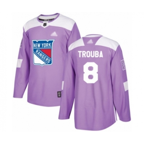 Men's New York Rangers #8 Jacob Trouba Authentic Purple Fights Cancer Practice Hockey Jersey - Ujersey